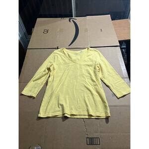 Chico's True Color Yellow V Neck Tee, Short Sleeve Size 2 Shirt Women's Clothing